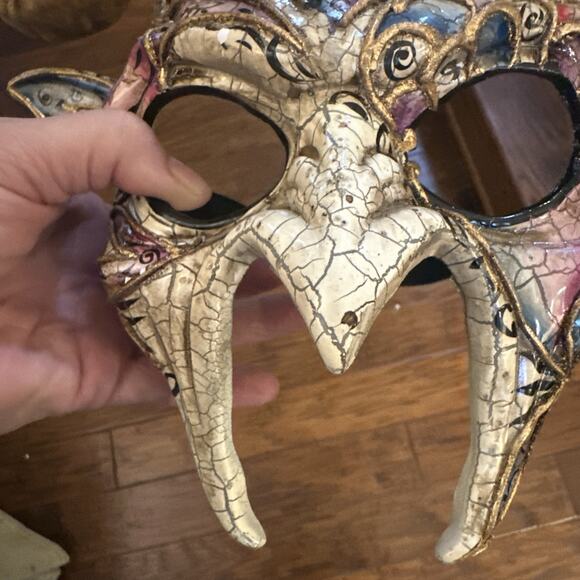 Gold Horns Devil Demon w/ Mystical Venetian Costume Party Cosplay Part Mask READ - Picture 15 of 15